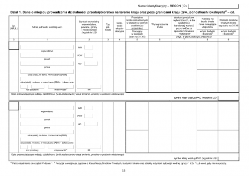 GUS SP (2015) s.15 (archiwalny) Roczna ankieta przedsiębiorstwa za rok...